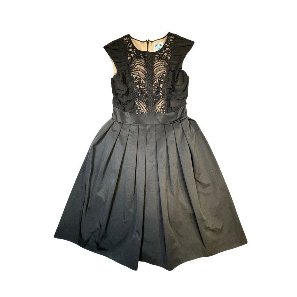 NUE by Shani Lace Fit & Flare Dress Women 4 Black Cocktail Wedding Party